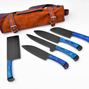 5-Piece Knife Set / With Leather carry Bag Blue
