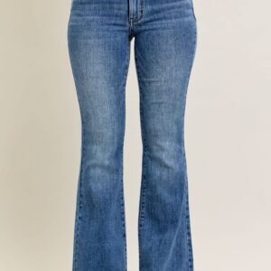 Mid Rise Vintage Wash Flare w/ Distressed and Fray Hem