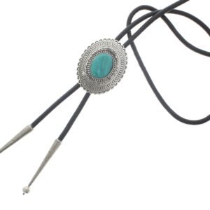 Turquoise Western Bolo Tie, Black, Brown Cord, each