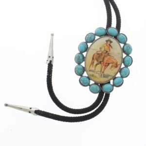 Cowgirl Bolo Tie with Turquoise Stone Setting, each