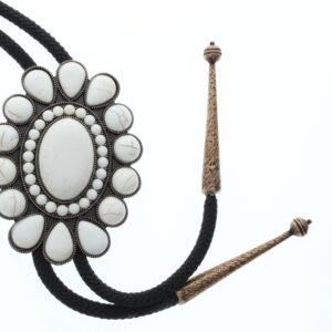 Bolo Tie white Squash Oval