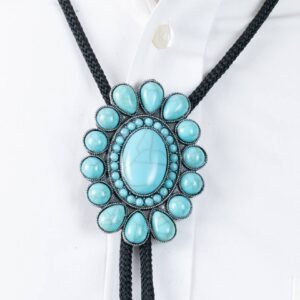 Bolo Tie Turquoise Squash Oval ,