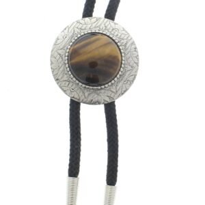 Tiger eye Gemstone Black cord, Bolo