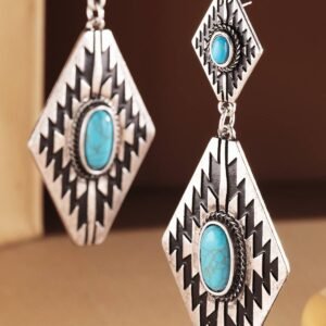 Western Geometric Concho Turquoise Earrings