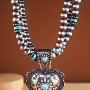 3-Layered Navajo Necklace with Heart Pendant