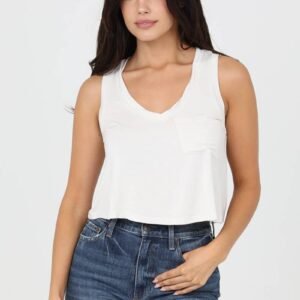 X2DU7-ASIS V NECK 1 POCKET KNIT TANK TOP