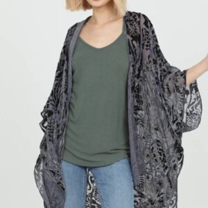 N2EC4-BW79 BURNOUT VELVET KIMONO