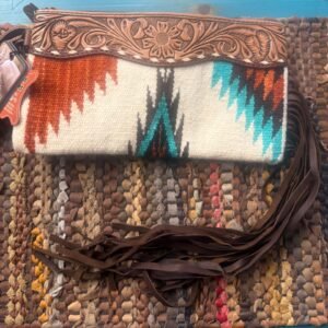 American Darling hand tooled saddle, blanket, wristlet