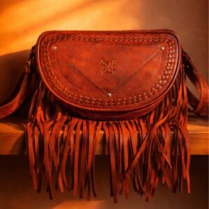 Zidana Stormy Trails Fringed Vintage Leather Bag by Myrabag