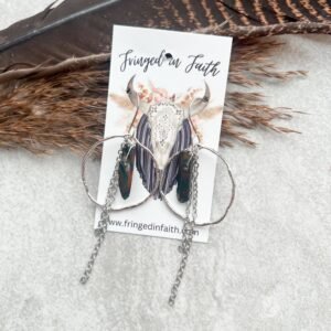 Boho Crystal Hoop Earrings | Tourmaline with Chain