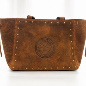 Yellowstone Legacy Studded Leather Tote in Amber