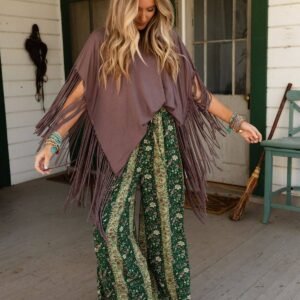 Western Showstopper Fringe Top - Mocha