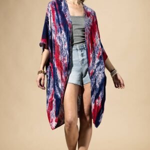 Patriot Stripe Tie-Dye Kimono