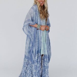 Paisley Tapestry Free Flow Duster Kimono - Chambray