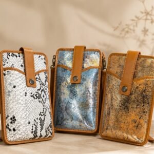 Cedar Snake Print Leather Cell Phone Holder