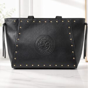 Yellowstone Legacy Studded Leather Tote in Black