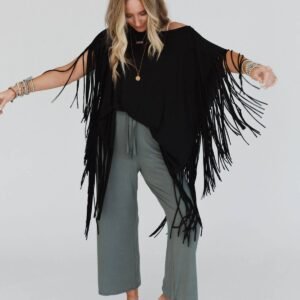 Western Showstopper Fringe Top - Black