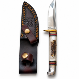 Titan Heritage Stag Handle Classic Outdoor Knife with Leather Sheath