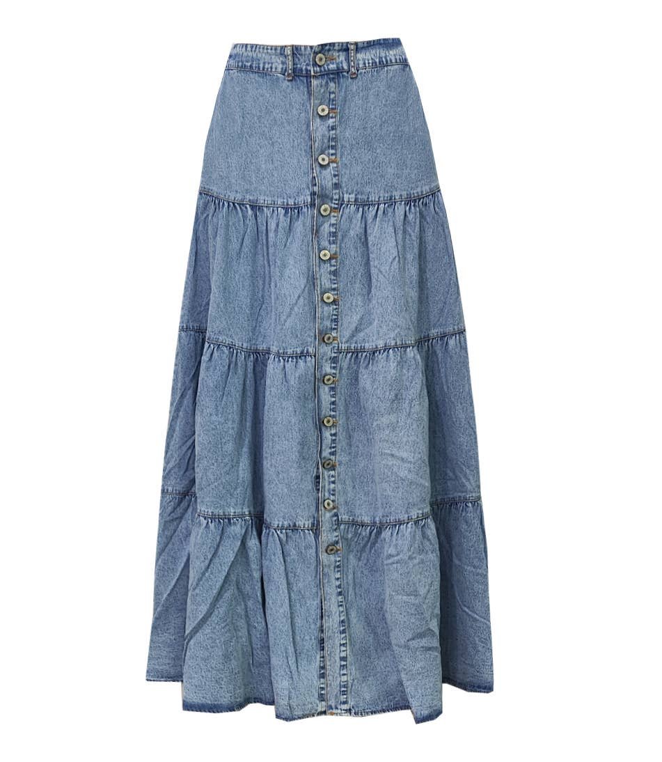 Denim Bohemian Layered Cake Skirt