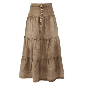Western Ruffle Hem Denim Skirt